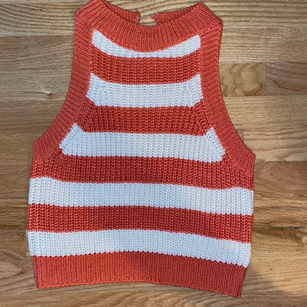 Orange and white sweater tank